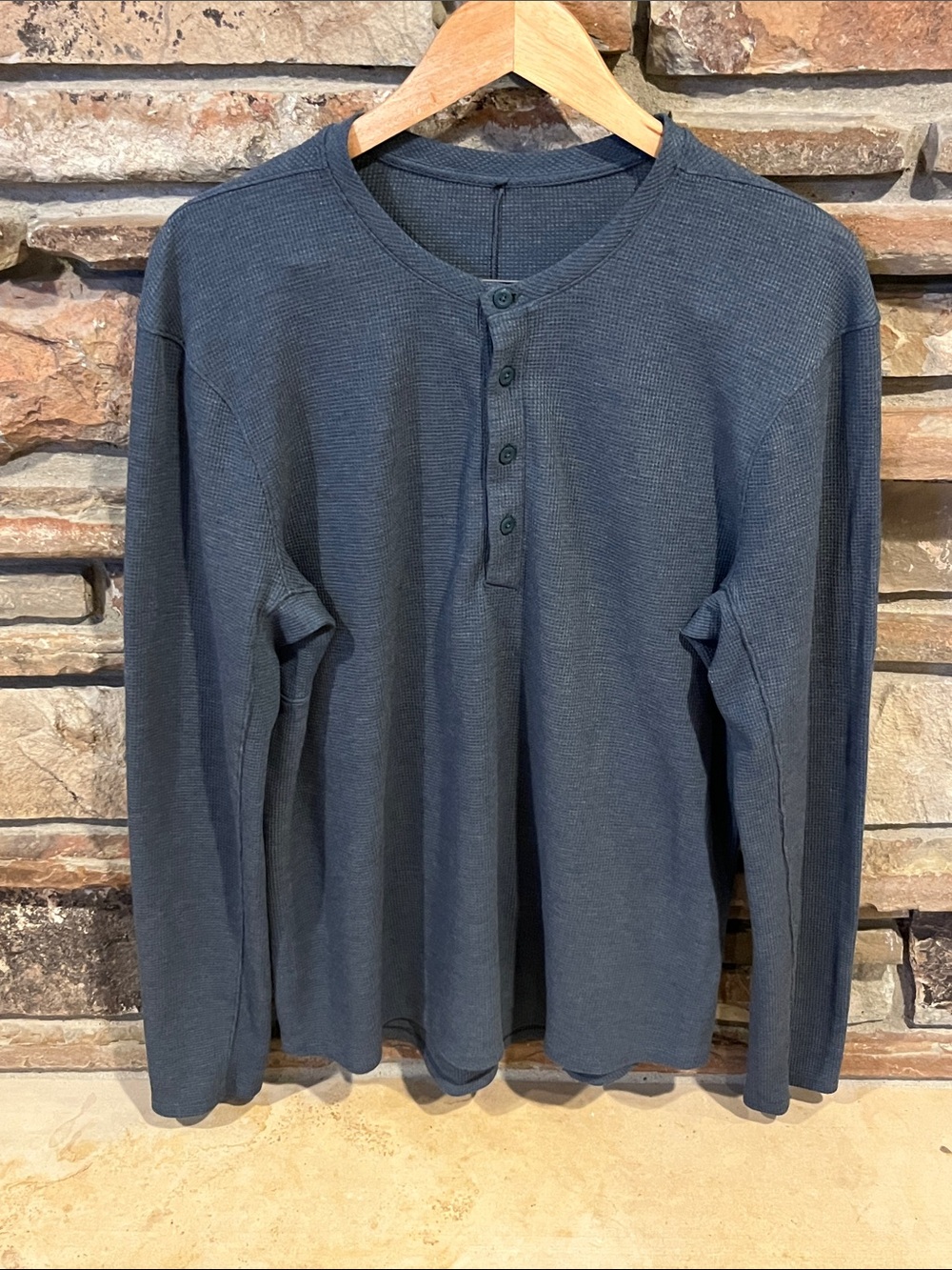 Lululemon Reinstate Long Sleeve Henley in Heathered True Navy